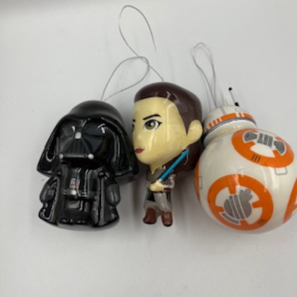 Star‎ Wars Set Of 3 Christmas Ornaments Darth Vader BB-8 & Rey - Picture 10 of 13